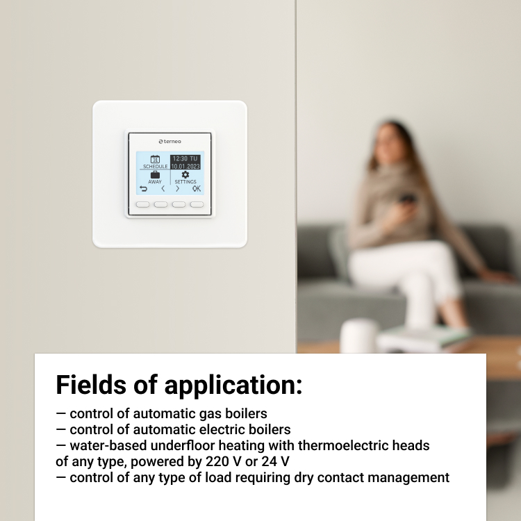 Termostat Programabil Terneo Pro Dry Contact - 16A/3000VA, Montaj în doză de aparat, 5+2 Programe Săptămânale, Control Centrală Gaz/Electrică [4]