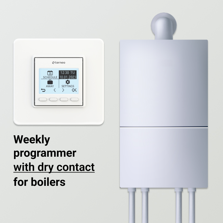 Termostat Programabil Terneo Pro Dry Contact - 16A/3000VA, Montaj în doză de aparat, 5+2 Programe Săptămânale, Control Centrală Gaz/Electrică [2]
