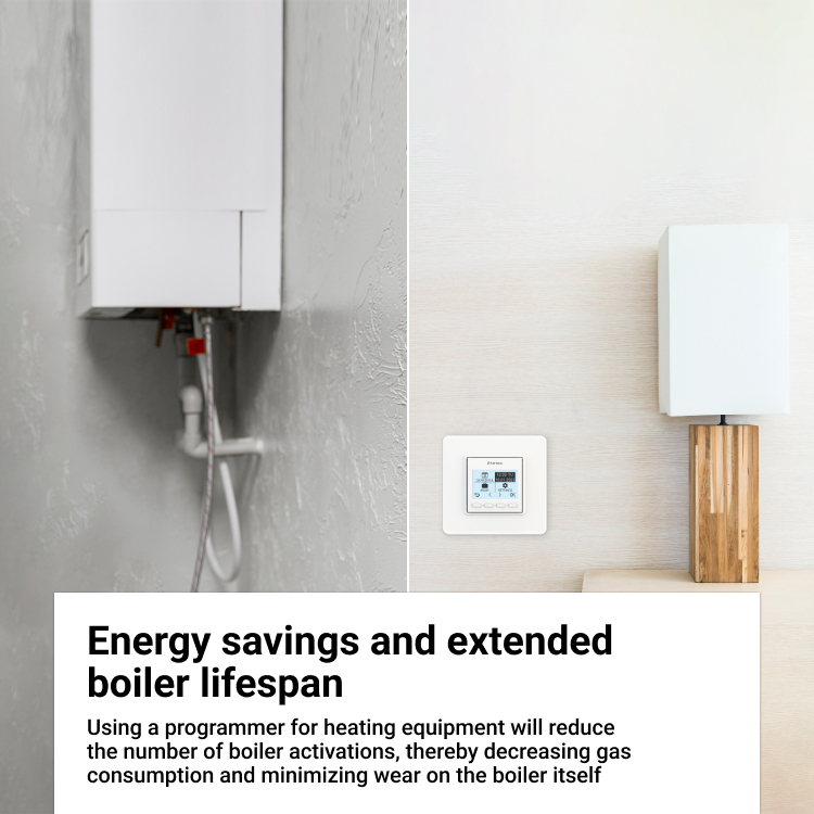 Termostat Programabil Terneo Pro Dry Contact - 16A/3000VA, Montaj în doză de aparat, 5+2 Programe Săptămânale, Control Centrală Gaz/Electrică [5]