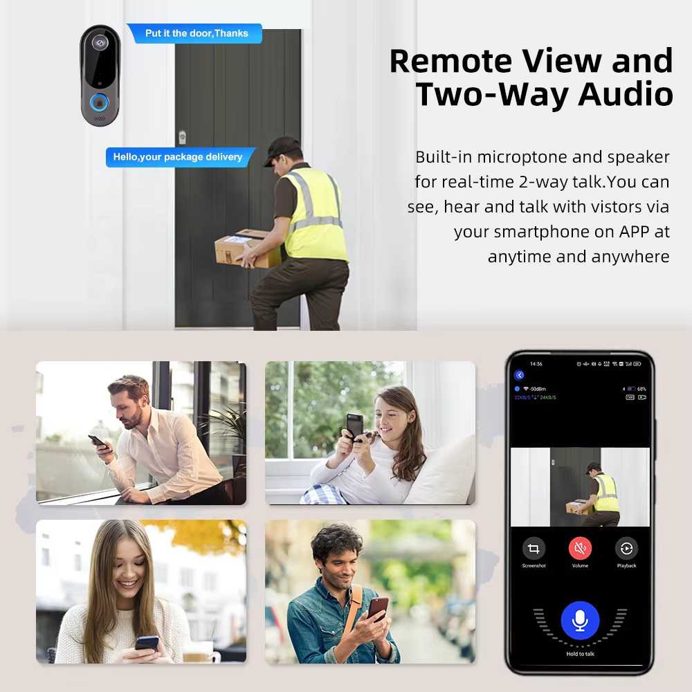 Videointerfon HD wireless JT-V30 , vedere nocturna, 2 baterii incluse, Negru [6]