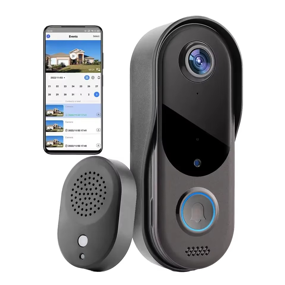 Videointerfon HD wireless JT-V30 , vedere nocturna, 2 baterii incluse, Negru [2]
