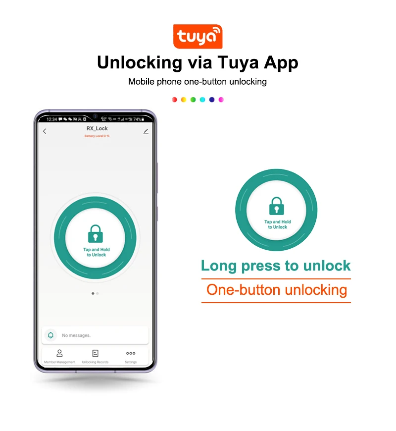 Yala inteligenta, aplicatie telefon, control de la distanta, citire amprenta, alarma efractie, impermeabila, functionare intre -25 si 60 grade, model TY200, Negru [10]