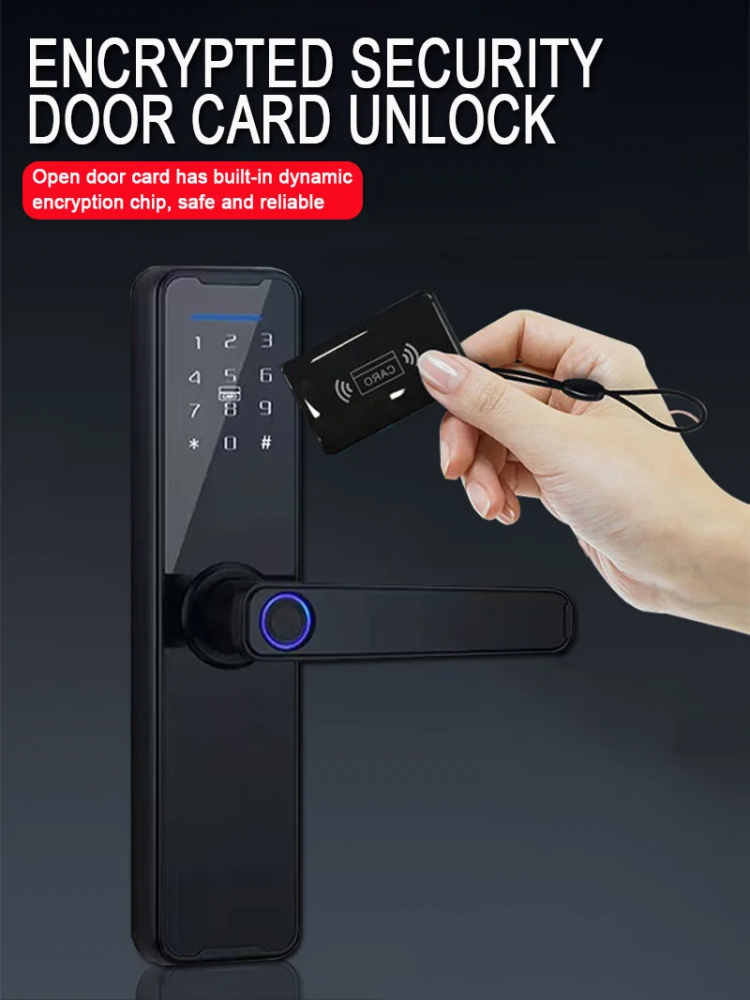 Yala inteligenta, aplicatie telefon, control de la distanta, citire amprenta, alarma efractie, impermeabila, functionare intre -25 si 60 grade, model TY200, Negru [6]