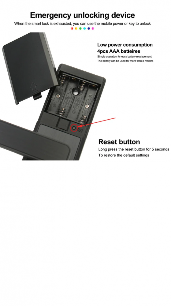 Yala inteligenta, aplicatie telefon, control de la distanta, citire amprenta, alarma efractie, impermeabila, functionare intre -25 si 60 grade, model TY200, Negru [14]