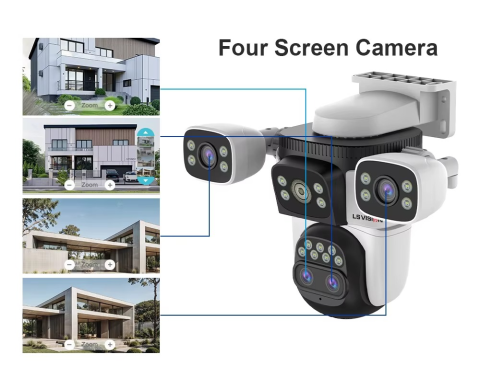 Camera Supraveghere LS-WL341-10X, Wi-Fi, 4 MP, 4 lentile, Vedere nocturna, Rotire Din Aplicatie, Rezistenta La Apa IP 66 [3]