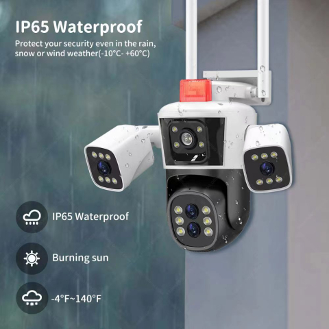 Camera Supraveghere Nuvikon IPC360-CAM-10X, Wi-Fi, 4 MP, 4 lentile, Vedere nocturna, Rotire Din Aplicatie, Rezistenta La Apa IP 66 [8]