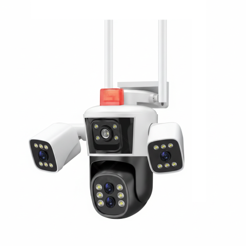 Camere supraveghere Wi-Fi - Camera Supraveghere Nuvikon IPC360-CAM-10X, Wi-Fi, 4 MP, 4 lentile, Vedere nocturna, Rotire Din Aplicatie, Rezistenta La Apa IP 66