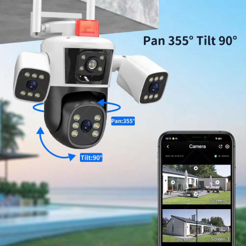 Camera Supraveghere Nuvikon IPC360-CAM-10X, Wi-Fi, 4 MP, 4 lentile, Vedere nocturna, Rotire Din Aplicatie, Rezistenta La Apa IP 66 [9]