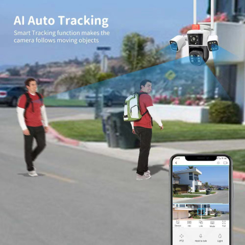 Camera Supraveghere Nuvikon IPC360-CAM-10X, Wi-Fi, 4 MP, 4 lentile, Vedere nocturna, Rotire Din Aplicatie, Rezistenta La Apa IP 66 [4]