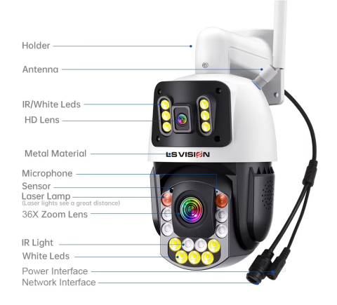 Camera Supraveghere LS-WL560-50X, Wi-Fi, 6 MP, 2 lentile, Vedere nocturna, Rotire Din Aplicatie, Rezistenta La Apa IP 66 [10]