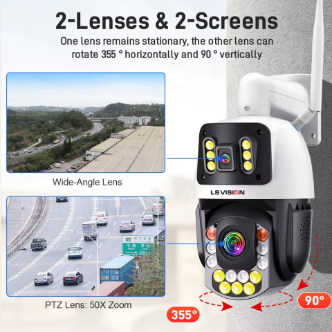 Camera Supraveghere LS-WL560-50X, Wi-Fi, 6 MP, 2 lentile, Vedere nocturna, Rotire Din Aplicatie, Rezistenta La Apa IP 66 [1]