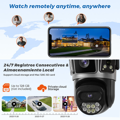 Camera Supraveghere Okam-S8A-Grey-5G, Wi-Fi, 3 MP, 2 lentile, Vedere nocturna, Rotire Din Aplicatie, Rezistenta La Apa IP 66 [11]