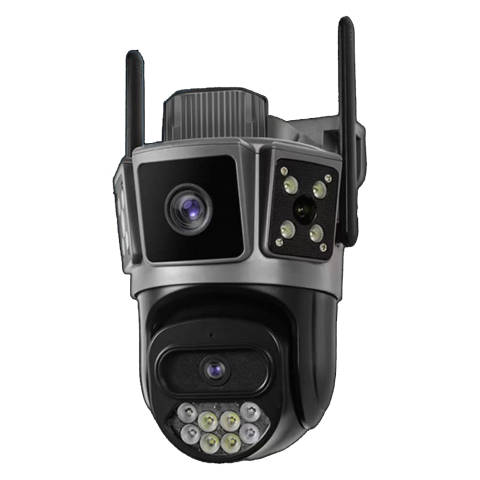 Camere supraveghere Wi-Fi - Camera Supraveghere Okam-S8A-Grey-5G, Wi-Fi, 3 MP, 2 lentile, Vedere nocturna, Rotire Din Aplicatie, Rezistenta La Apa IP 66