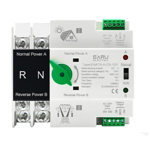 Accesorii tablouri electrice - Comutator transfer automat ATS Dual Power EARU 2P 125A sina DIN