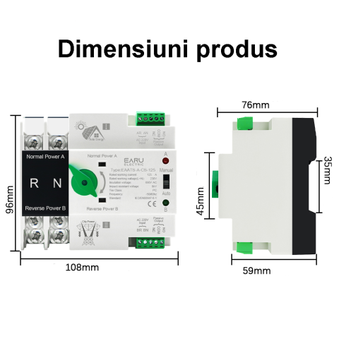 Comutator transfer automat ATS Dual Power EARU 2P 125A sina DIN [7]