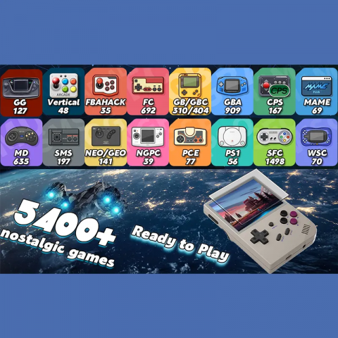 Consola gaming ANBERNIC RG35XX, 64G TF, Ecran 3.5, cu 5000 de jocuri clasice, Linux & GarlicOS Dual System, cu iesire HDMI, Alb Transparent [7]