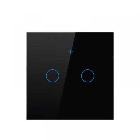 Smart home - Intrerupator inteligent cu touch Open, Wi-Fi, fara nul, 2 canale, 10A, sticla securizata, Tuya, Smart Life, compatibil Amazon Alexa / Google Assistant