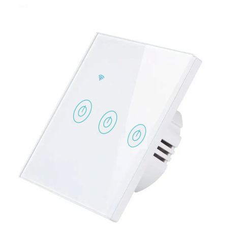 Intrerupator inteligent cu touch Open, Wi-Fi, fara nul, 3 canale, 10A, sticla securizata, Tuya, Smart Life, compatibil Amazon Alexa / Google Assistant [1]