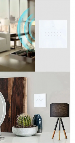 Intrerupator inteligent cu touch Open, Wi-Fi, fara nul, 3 canale, 10A, sticla securizata, Tuya, Smart Life, compatibil Amazon Alexa / Google Assistant [2]