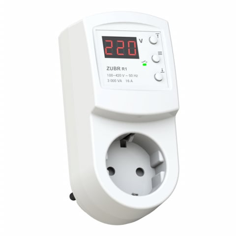 Accesorii tablouri electrice - Releu de tensiune ZUBR R116Y - 16A, montaj în priză, întârziere reglabilă 3-600s, protecție termică, TrueRMS, 230V