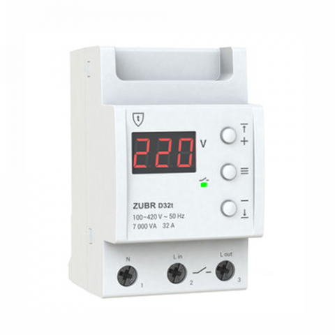 Electrice - Releu de tensiune monofazat cu protectie termica ZUBR, D32t, 32A, afisaj LED, montaj DIN