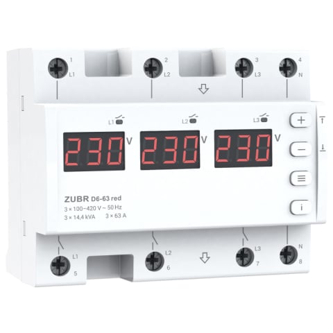 Accesorii tablouri electrice - Releu de protectie tensiune trifazat ZUBR D6 TrueRMS