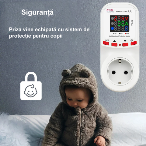 Priză cu protectie la subtensiune / supratensiune si supracurent EARU EAMPS-1-VAE, 16A [6]