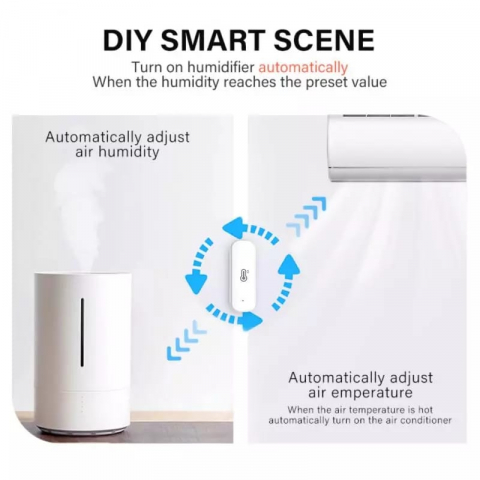 Senzor inteligent de temperatura si umiditate, higrometru, Wi-Fi 2,4 GHz, Compatibil cu Tuya, SmartLife, Amazon Alexa, Google Assistant [4]