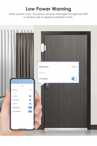 Senzor inteligent Tuya pentru usi si ferestre,notificare usa deschisa, aplicatie de mobil Tuya Smart, Alexa si Google Assistant [6]
