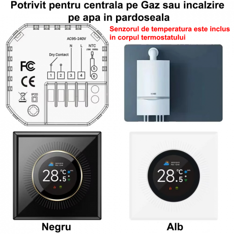 Termostat Smart Wi-Fi  pentru încălzire în pardoseală model 1439 WTC, Display Color, Control din Aplicație / Buton Rotativ [8]