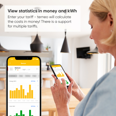 Termostat Smart Wi-Fi Terneo SX - 16A/3000VA, Montaj în doză de aparat, Control prin Aplicație + Vocal (Google Home), Geofencing, pentru Încălzire Pardoseală [5]