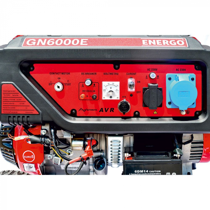GENERATOR PORTABIL GN6000E CADRU DESCHIS 74DB REZ-25L Pmax/opt-6.5KW/6.0KW-230V AVR H-420 ATS-optional BENZINA START ELECTRIC ENERGO [6]