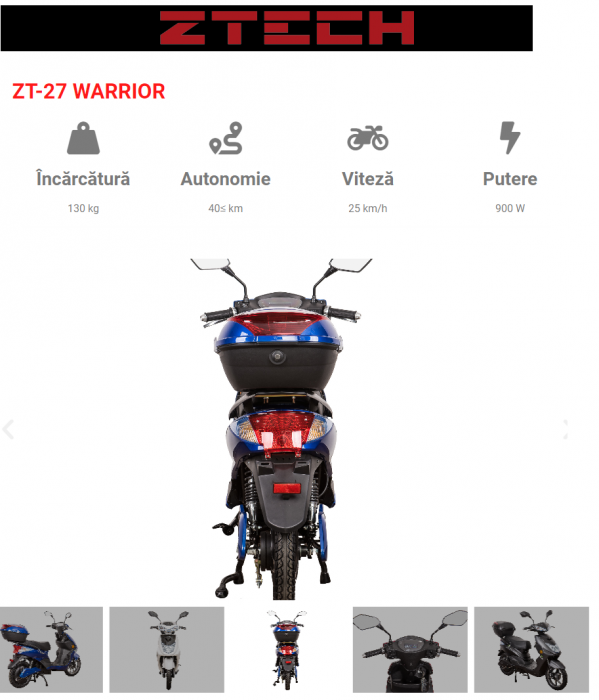 Scuter electric ZT-27 WARRIOR  G EEC maxima 25 km/h fara permis [1]