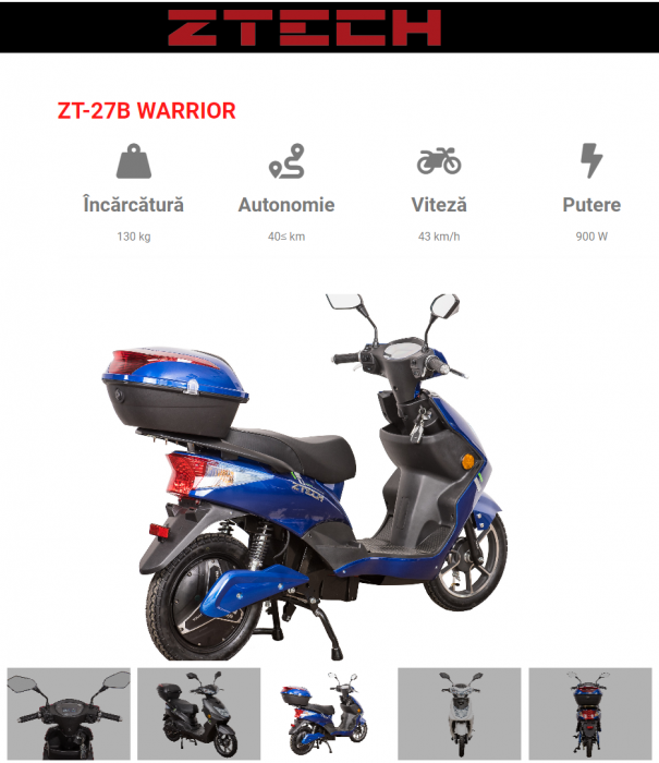 Scuter electric ZT-27 WARRIOR B EEC  viteza maxima 43 km/h  CU PERMIS DE CONDUCERE [1]