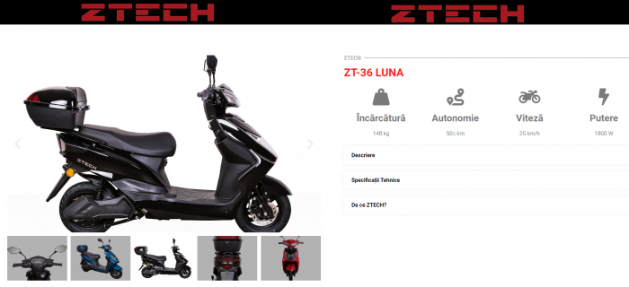 Scuter electric ZT-36 LUNA 25 km/h sau 45 km/h [2]