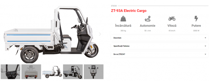 Vehicul urban transport marfa ZT-93A full Electric  Carrier 1.0- 2 X Baterie [2]