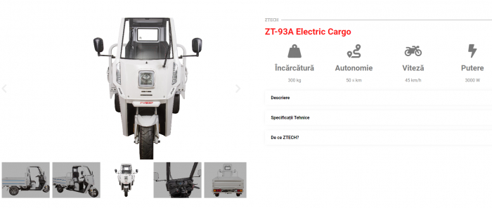 Vehicul urban transport marfa ZT-93A full Electric  Carrier 1.0- 2 X Baterie [3]