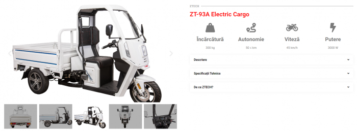 Vehicul urban transport marfa ZT-93A full Electric  Carrier 1.0- 2 X Baterie [4]