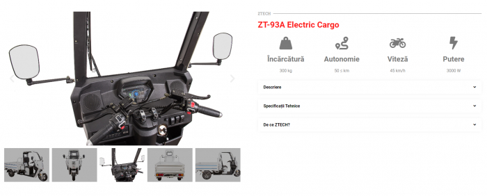 Vehicul urban transport marfa ZT-93A full Electric  Carrier 1.0- 2 X Baterie [5]