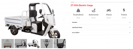 Casca protectie - Vehicul urban transport marfa ZT-93A full Electric  Carrier 1.0- 2 X Baterie