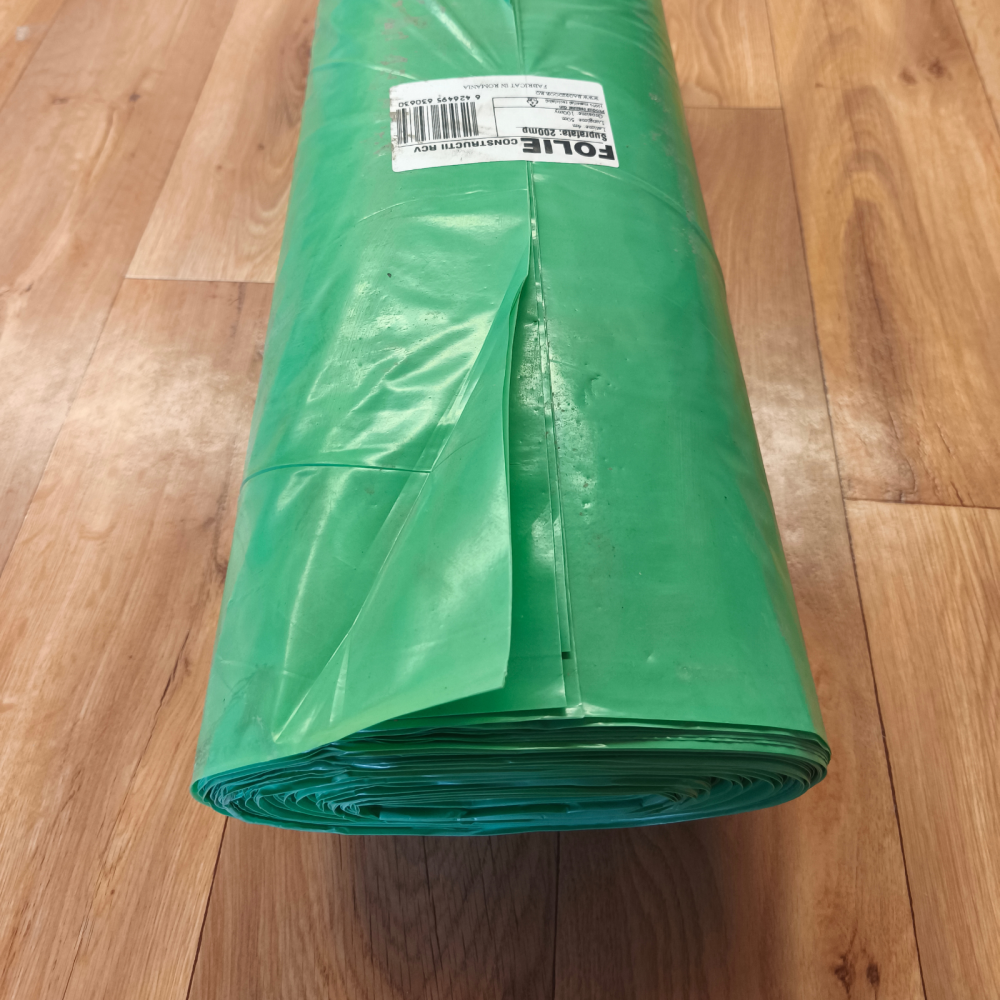 Folie construcții 4 x 25m - 100 mp - 100 microni, verde, rLDPE reciclat [2]