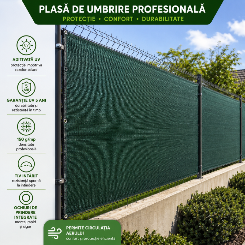 Plasă umbrire 95% verde 1,5 X 50 m, aditivată UV [2]