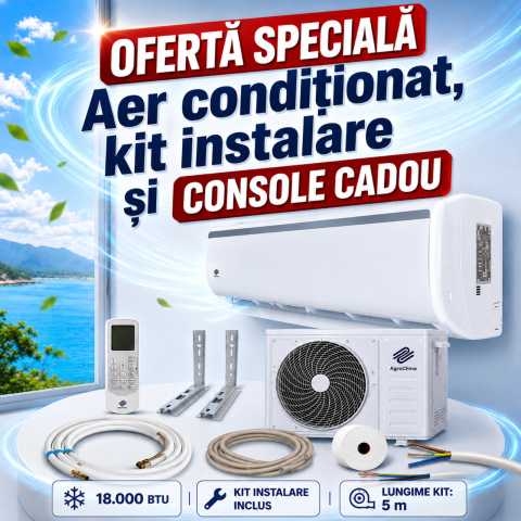 Aparat aer condiționat & montaj - Aer condiționat 18000 BTU – kit instalare inclus + console CADOU