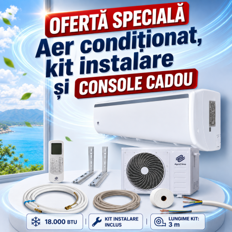Aparat aer condiționat & montaj - Aer condiționat 18000 BTU – kit instalare inclus + console CADOU