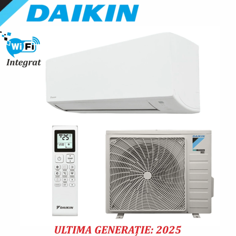9.000 BTU (până la 25 mp) - Aer Condiționat Daikin Sensira 2025, 9000 BTU, Wi-Fi Inclus, FTXC25E-RXC25E, Clasa A++, Inverter