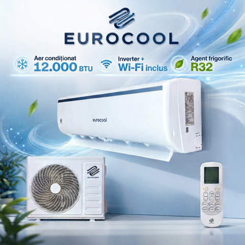Aparat aer condiționat & montaj - Aparat aer conditionat EUROCOOL TAC-12CHSD, 12000 BTU, R32, Inverter, Wi-Fi