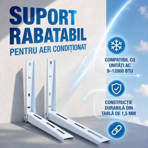 Elemente montaj aer condiționat - Suport rabatabil AC 9-12000 BTU (ALB) 400 x 450 x 1.5 mm