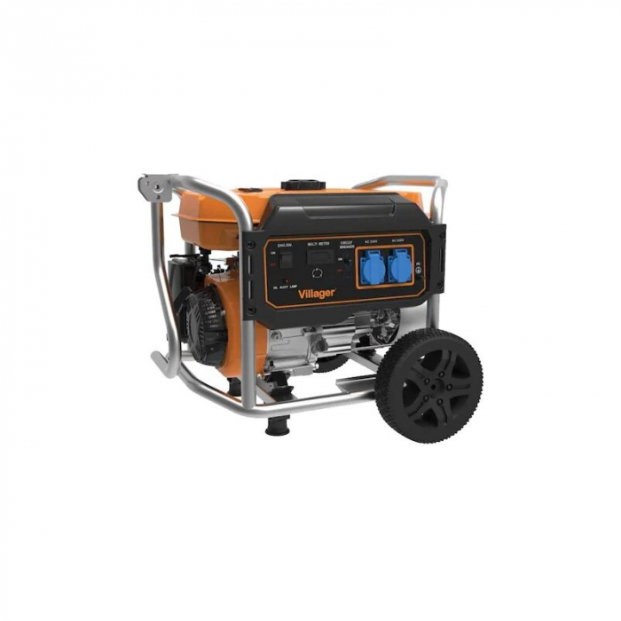 Generator curent electric monofazat Villager VGP 3300 S, 3000 W, 208 CC, stabilizator de tensiune (AVR), 4 timpi, 230 V, 15 l capacitate rezervor, benzina, 15 h autonomie maxima [1]