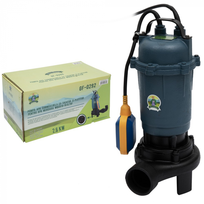 POMPA PENTRU APA MURDARA CU TOCATOR SI PLUTITOR WQCD-2-2,6, 12 M, 2600 W [3]