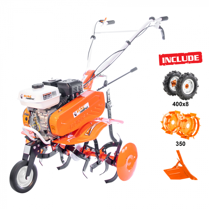 Motosapa DAC 7000ACC1 + roti cauciuc 4.00-8+rarita ajustabila+roti metalice 350 fara manicot+set contragreutati 10kg [14]
